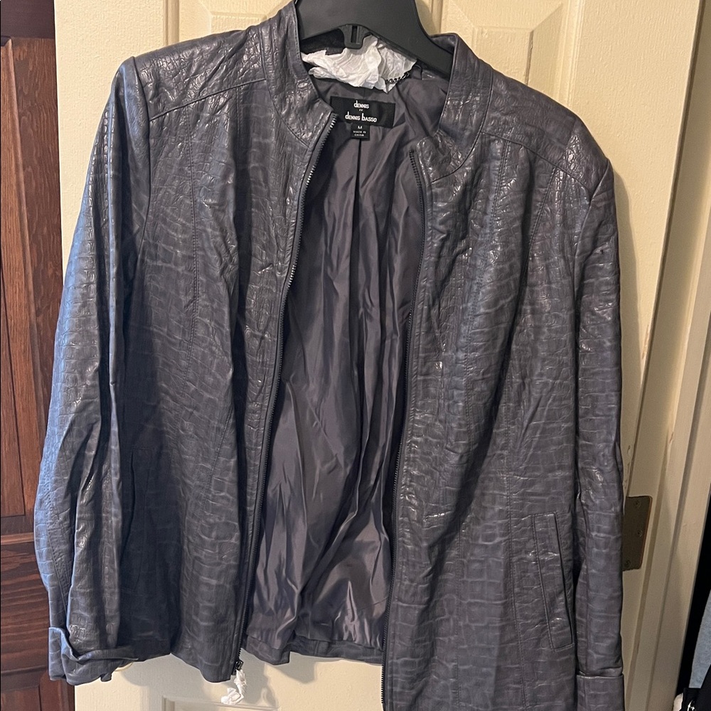 Dennis Basso Gray Croc-Embossed Jacket